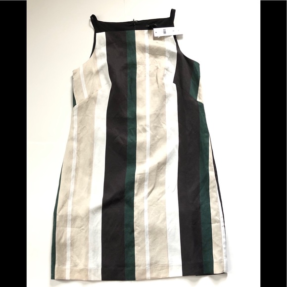 Ann Taylor Linen Stripe Square Front Dress - Picture 2 of 10